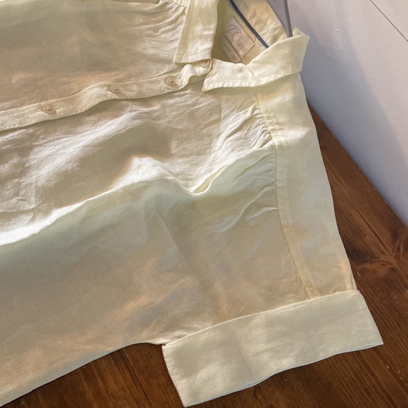 J. Crew BAIRD McNUTT Irish Linen top. New without tags!  Yellow, cream buttons - Picture 8 of 13